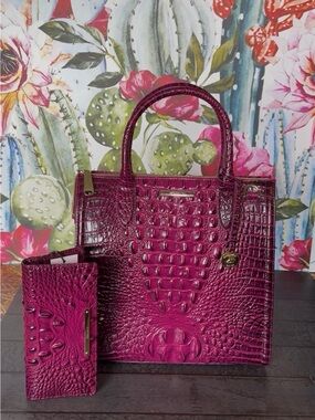 Brahmin Caroline Sugar Plum Melbourne Leather and Ady Wallet NWT Rich Purple